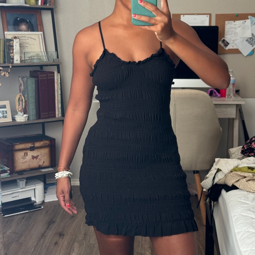 Elegant Black Ruched Dress